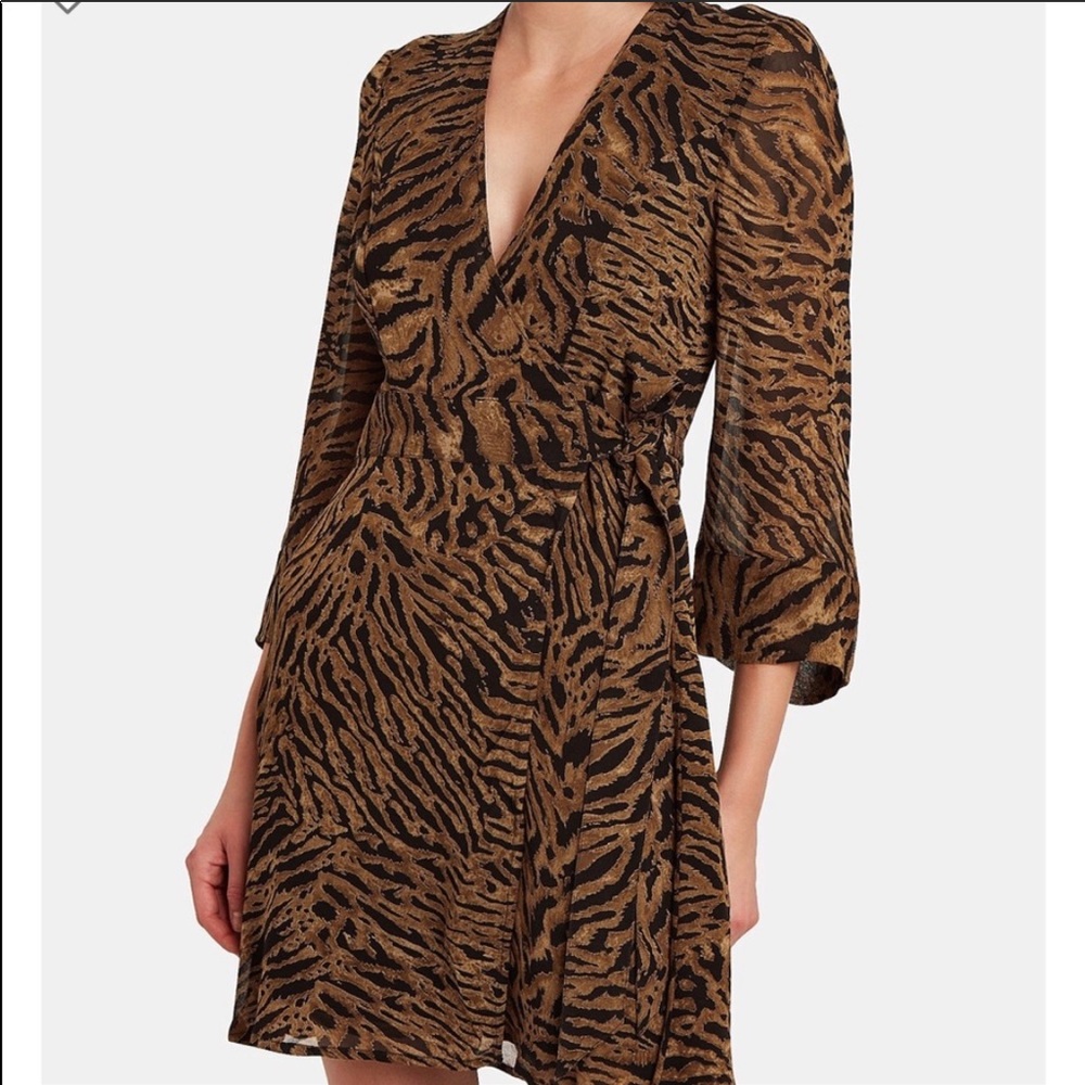 GANNI Tiger Print Wrap Mini Dress 4